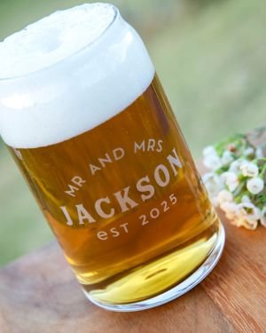 Engraved Wedding Glass Beer Can 470ml