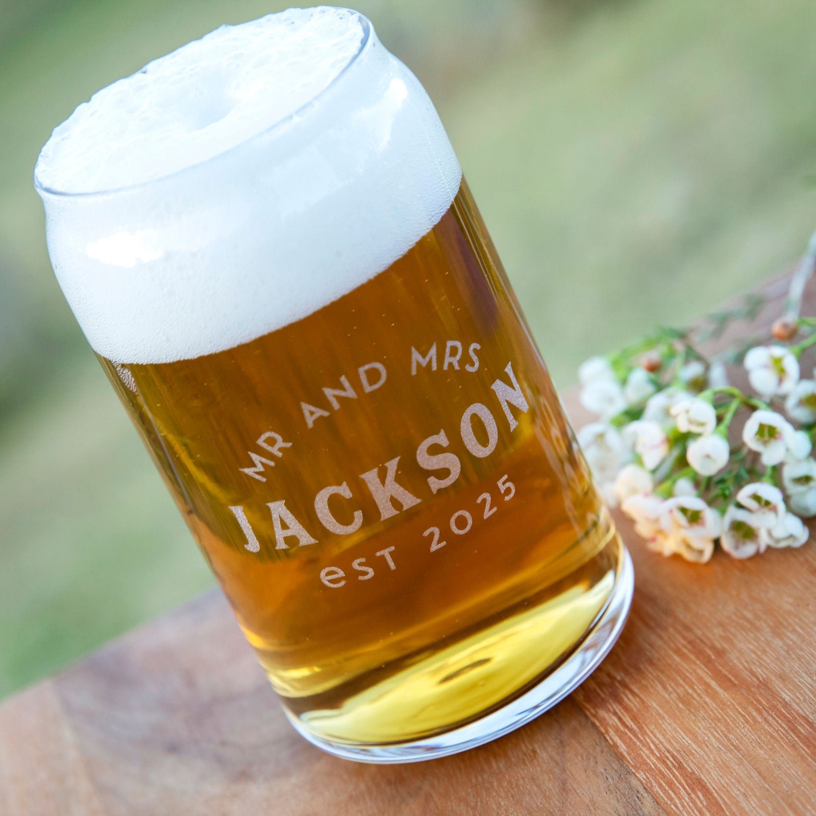 Engraved Wedding Glass Beer Can 470ml