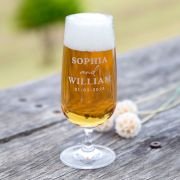 Engraved Wedding 410ml Beer Glass