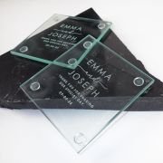 Engraved Wedding Glass Coasters