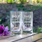 Engraved Tall Wedding Shot Glasses 50ml
