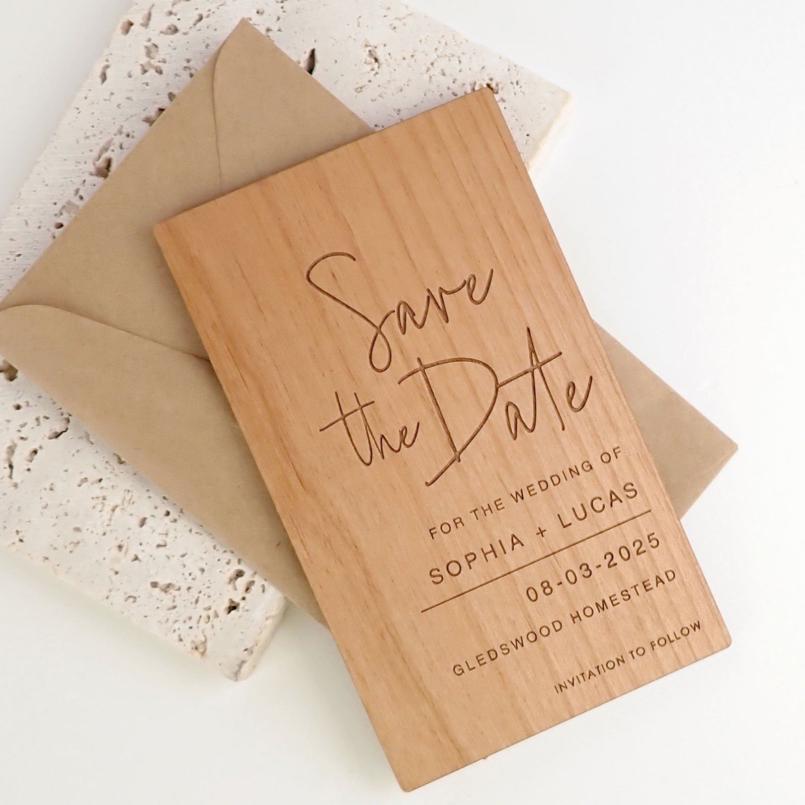 11B Engraved Wooden ‘Save the Date’ Cards