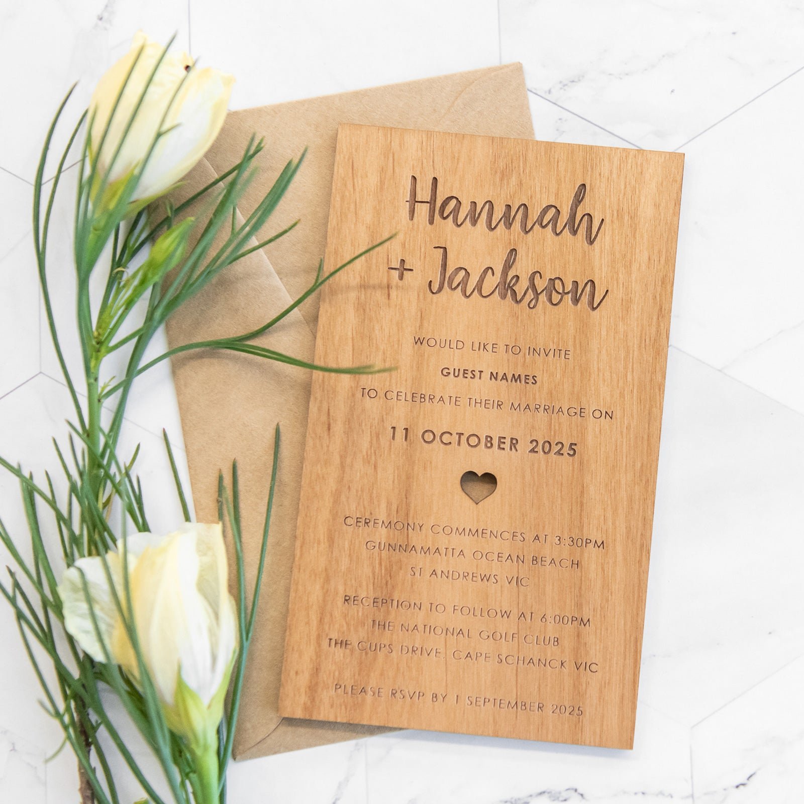 11B Engraved Wooden Wedding Invitations