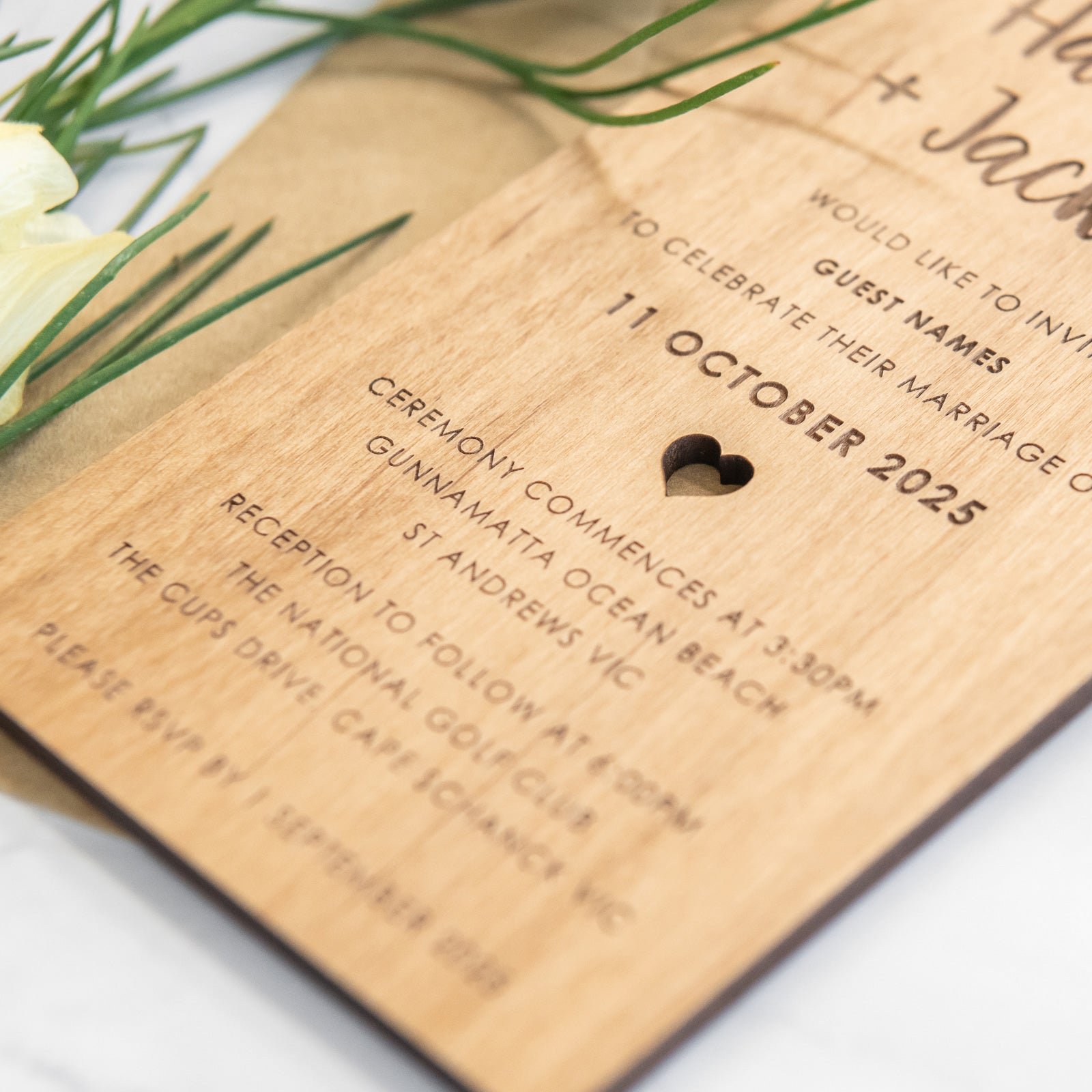 11B Engraved Wooden Wedding Invitations