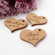 Engraved Wooden Heart Wedding Gift Tags