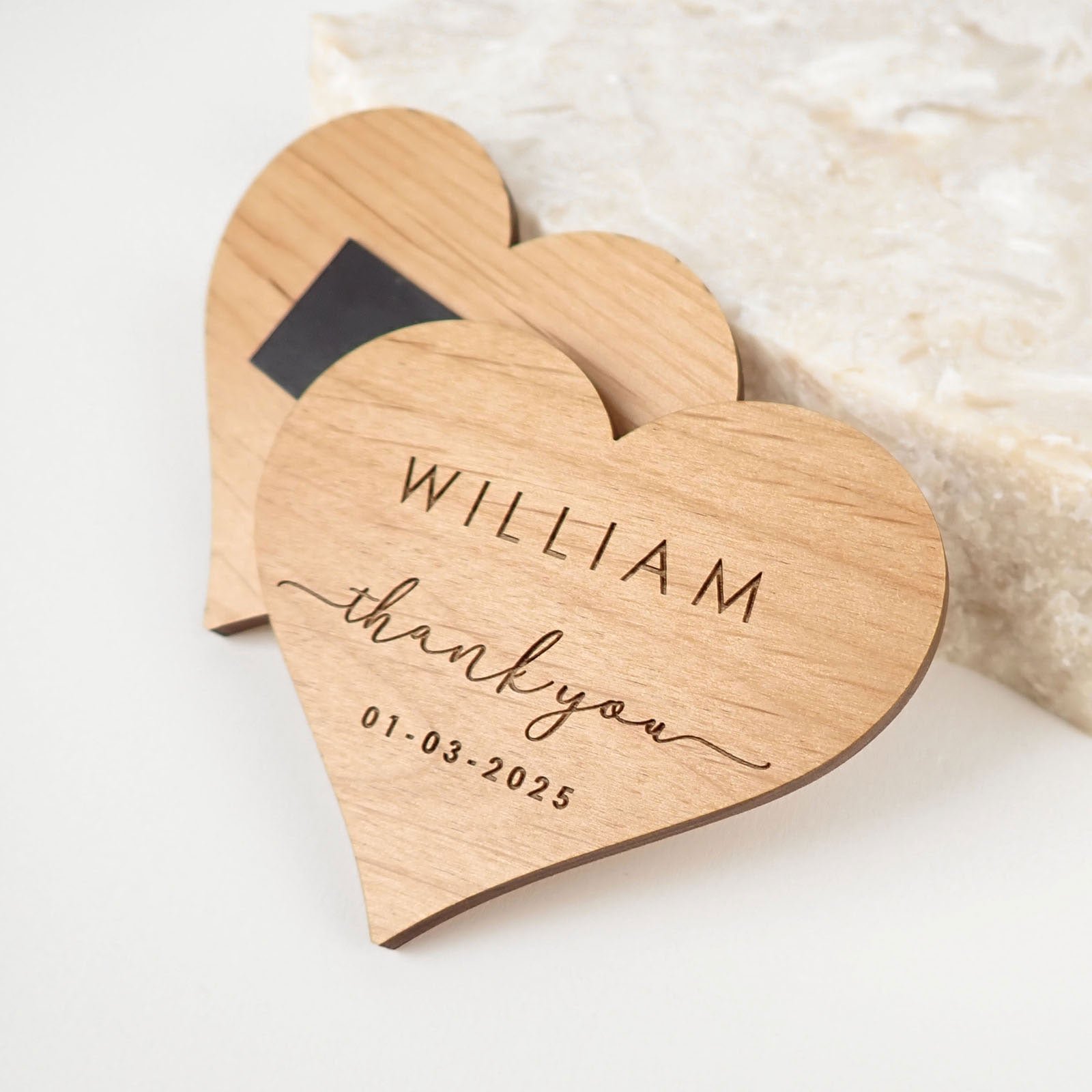 Large Engraved Wooden Heart Place Card