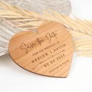 Engraved Heart Wooden Wedding ‘Save the Date’