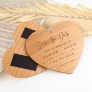 Engraved Heart Wooden Wedding ‘Save the Date’