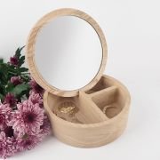 Engraved Wooden Mirror Jewellery Box