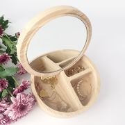 Engraved Wooden Mirror Jewellery Box