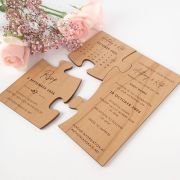 Engraved Wooden Puzzle Wedding Invitation with Save the Date