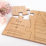 Engraved Wooden Puzzle Wedding Invitation with Save the Date
