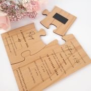 Engraved Wooden Puzzle Wedding Invitation with Save the Date
