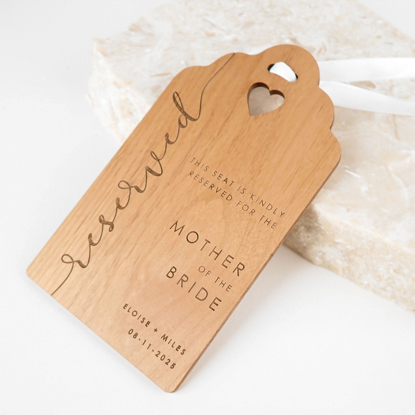 Engraved Wooden Wedding Reserve Seat Sign