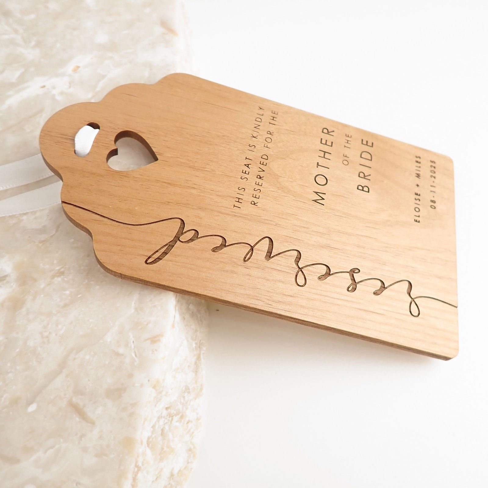 Engraved Wooden Wedding Reserve Seat Sign