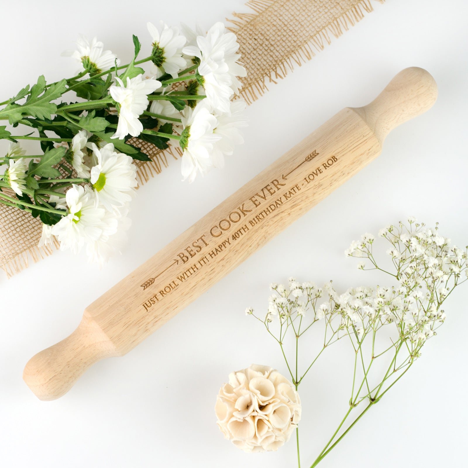 Engraved Birthday Wooden Rolling Pin