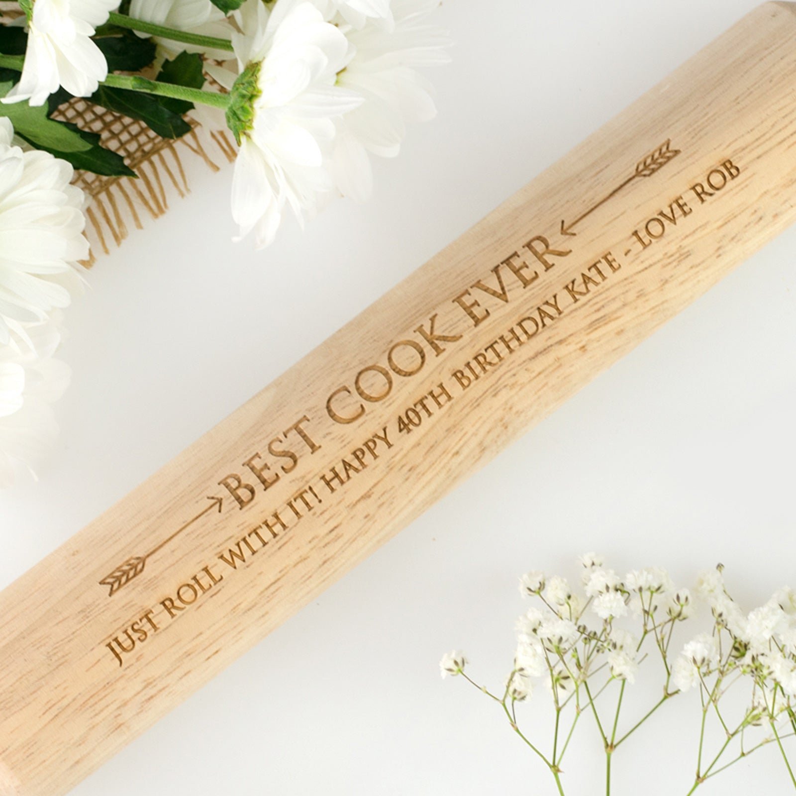 Engraved Birthday Wooden Rolling Pin