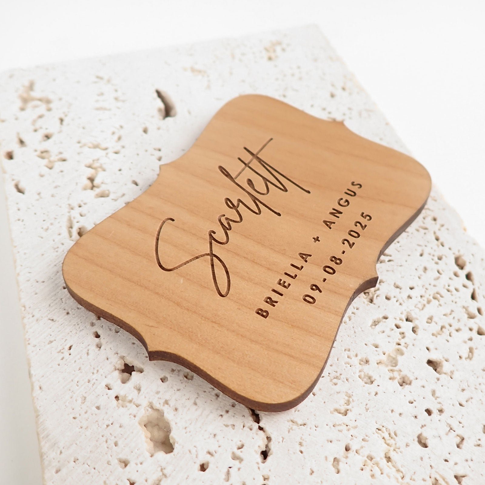 Engraved Wooden Wedding Place Cards