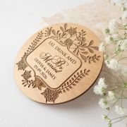 Engraved Wooden Spring Wedding Coaster