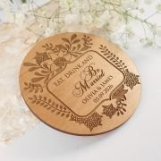 Engraved Wooden Spring Wedding Coaster