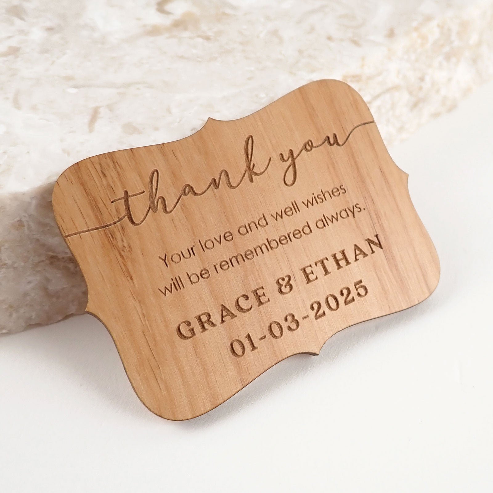Engraved Wooden Thank You Cards