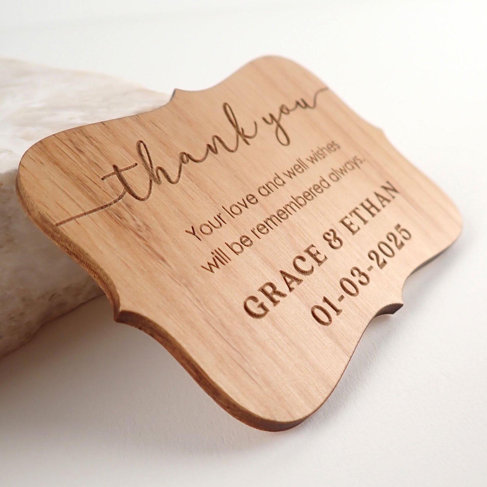 Engraved Wooden Thank You Cards