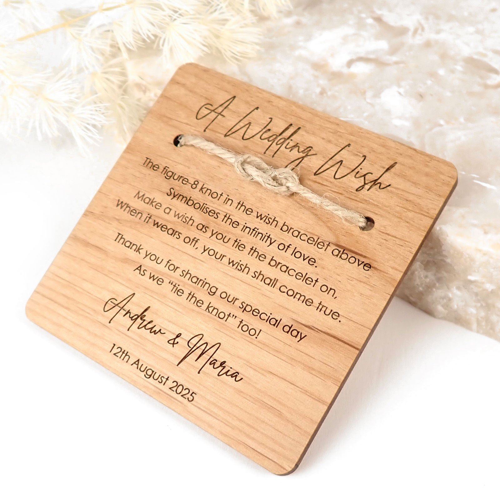 Engraved Wooden A Wedding Wish Bracelet