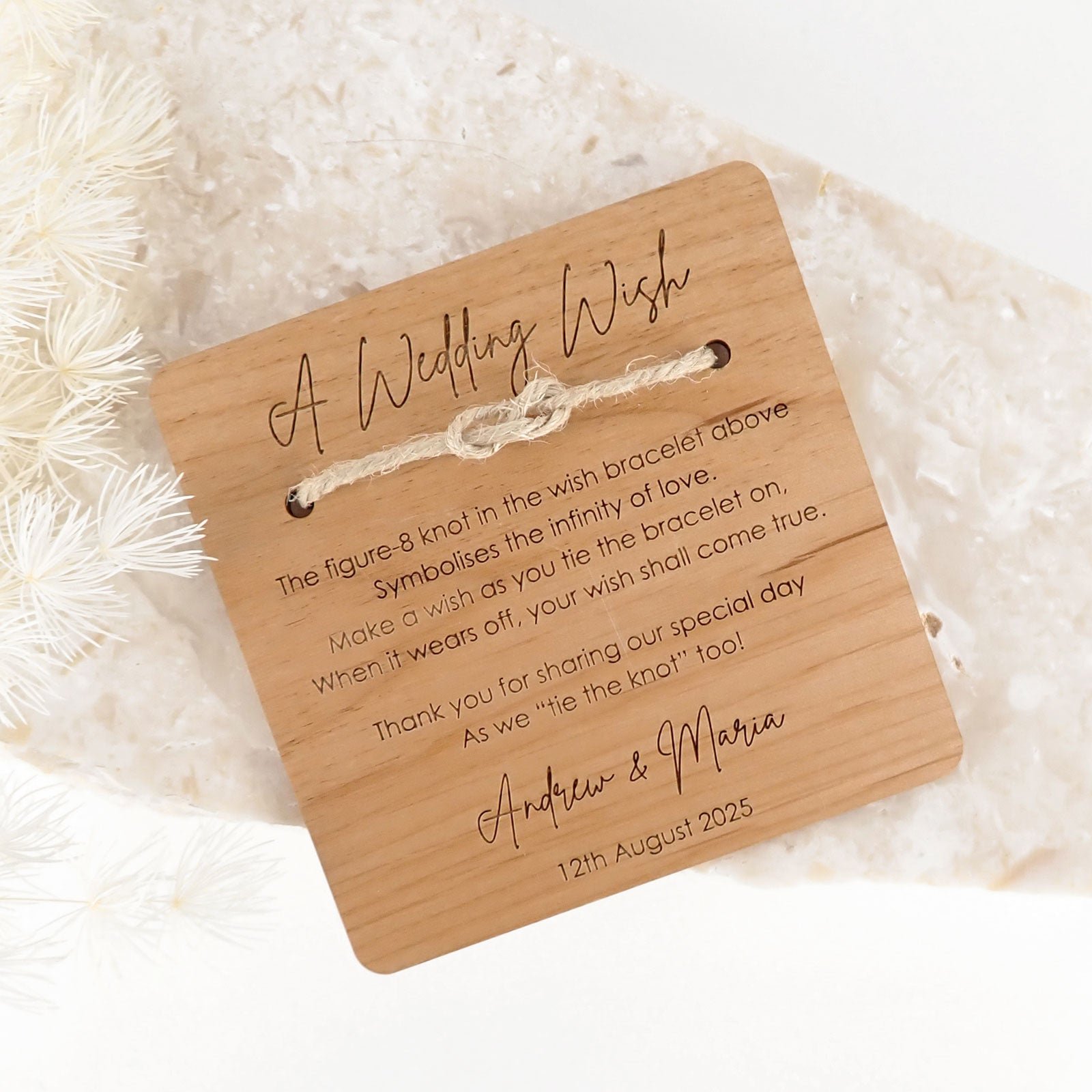 Engraved Wooden A Wedding Wish Bracelet