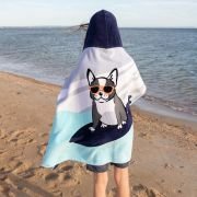 French Bulldog Embroidered Kids Hooded Beach Towel