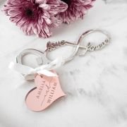 Infinity Bottle Opener with Engraved Wedding Acrylic ‘Heart’ Gift Tag