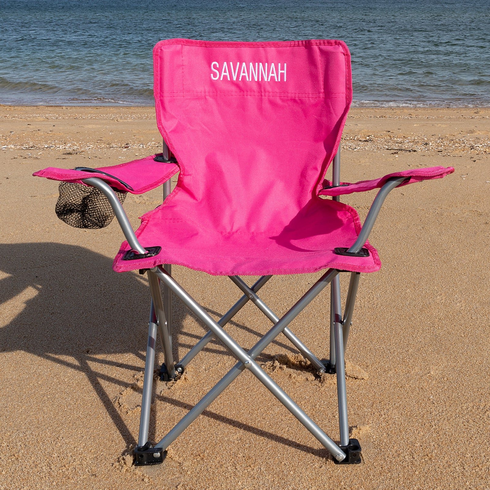 Personalised Kids’ Foldable Camping Beach Chair – Pink