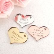 Engraved Mirror Acrylic Heart Wedding Gift Tags