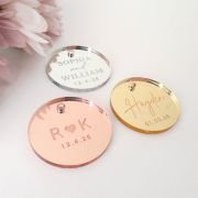 Engraved Mirror Acrylic Round Wedding Gift Tags