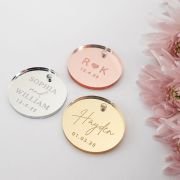 Engraved Mirror Acrylic Round Wedding Gift Tags