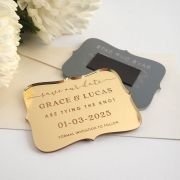 Engraved Royal Style Mirror Acrylic Wedding ‘Save the Date’ Cards