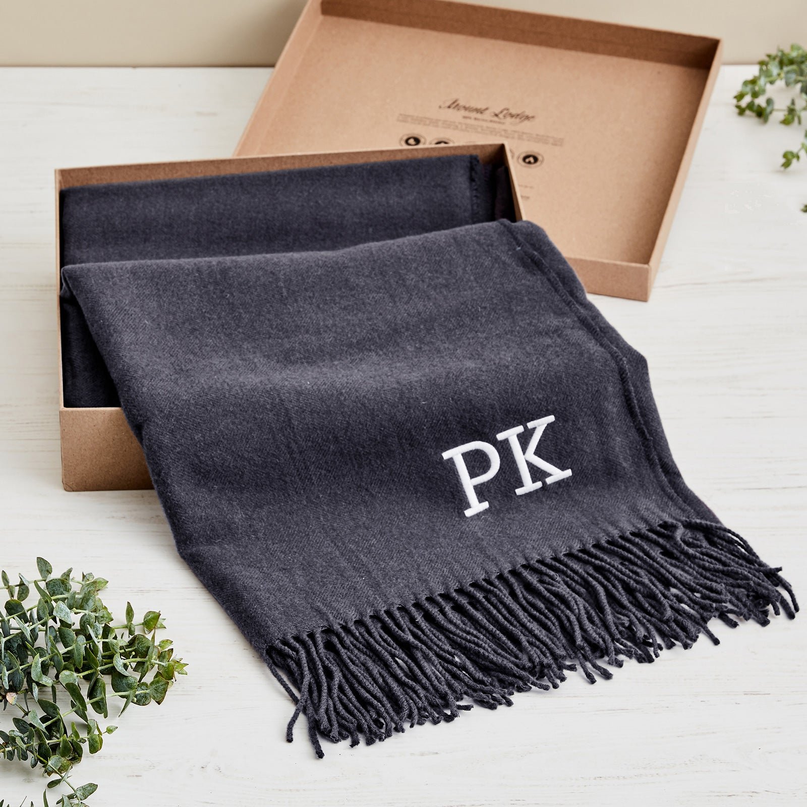 Embroidered 100% Merino Wool Blanket with Gift Box