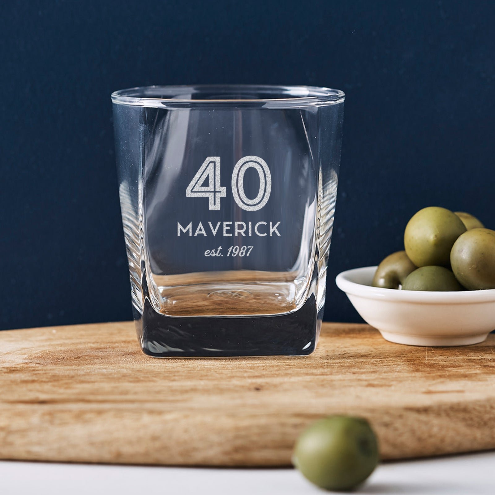 Engraved 295ml Square Whiskey Glass 40th Birthday Gift