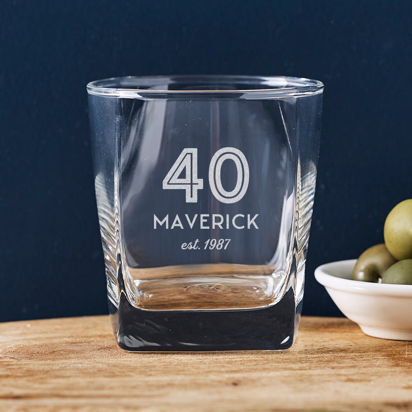 Engraved 295ml Square Whiskey Glass 40th Birthday Gift