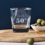 Engraved 295ml Square Whiskey Glass 50th Birthday Gift