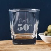 Engraved 295ml Square Whiskey Glass 50th Birthday Gift
