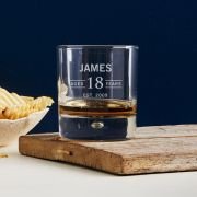 Engraved 305ml Round Whiskey Glass 18th Birthday Gift