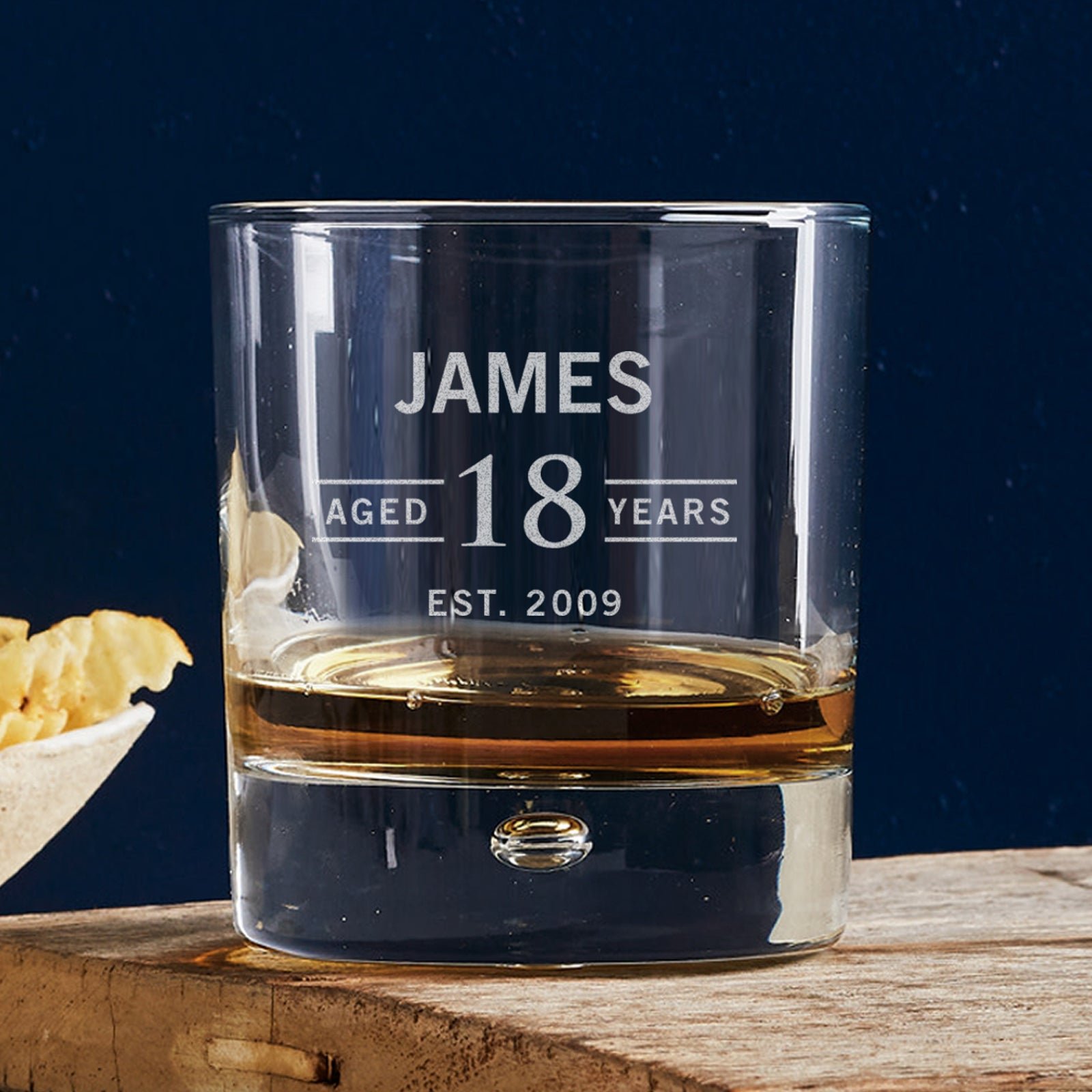 Engraved 305ml Round Whiskey Glass 18th Birthday Gift