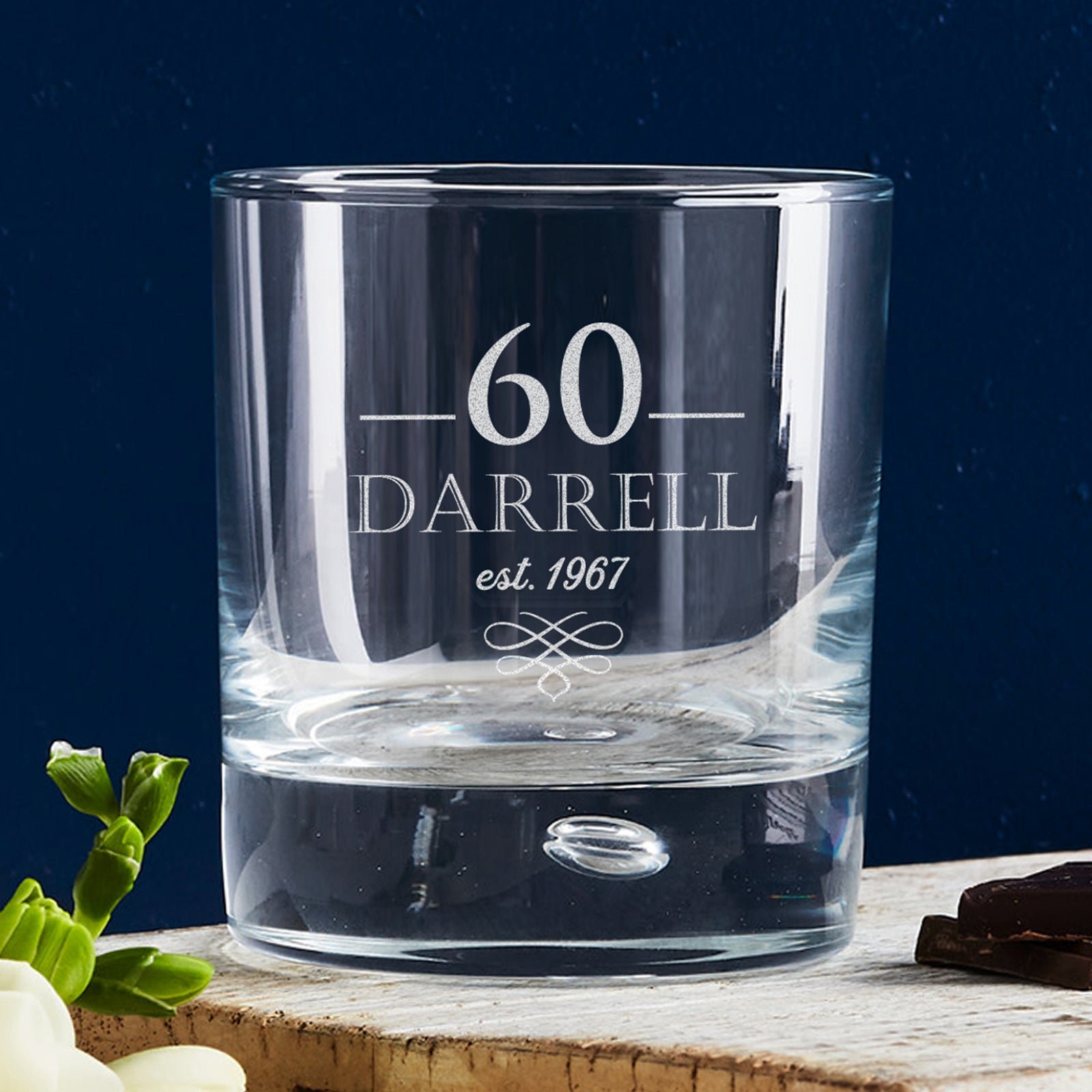 Engraved 305ml Round Whiskey Glass 60th Birthday Gift