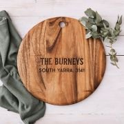 Engraved Wedding Round Acacia Serving Board
