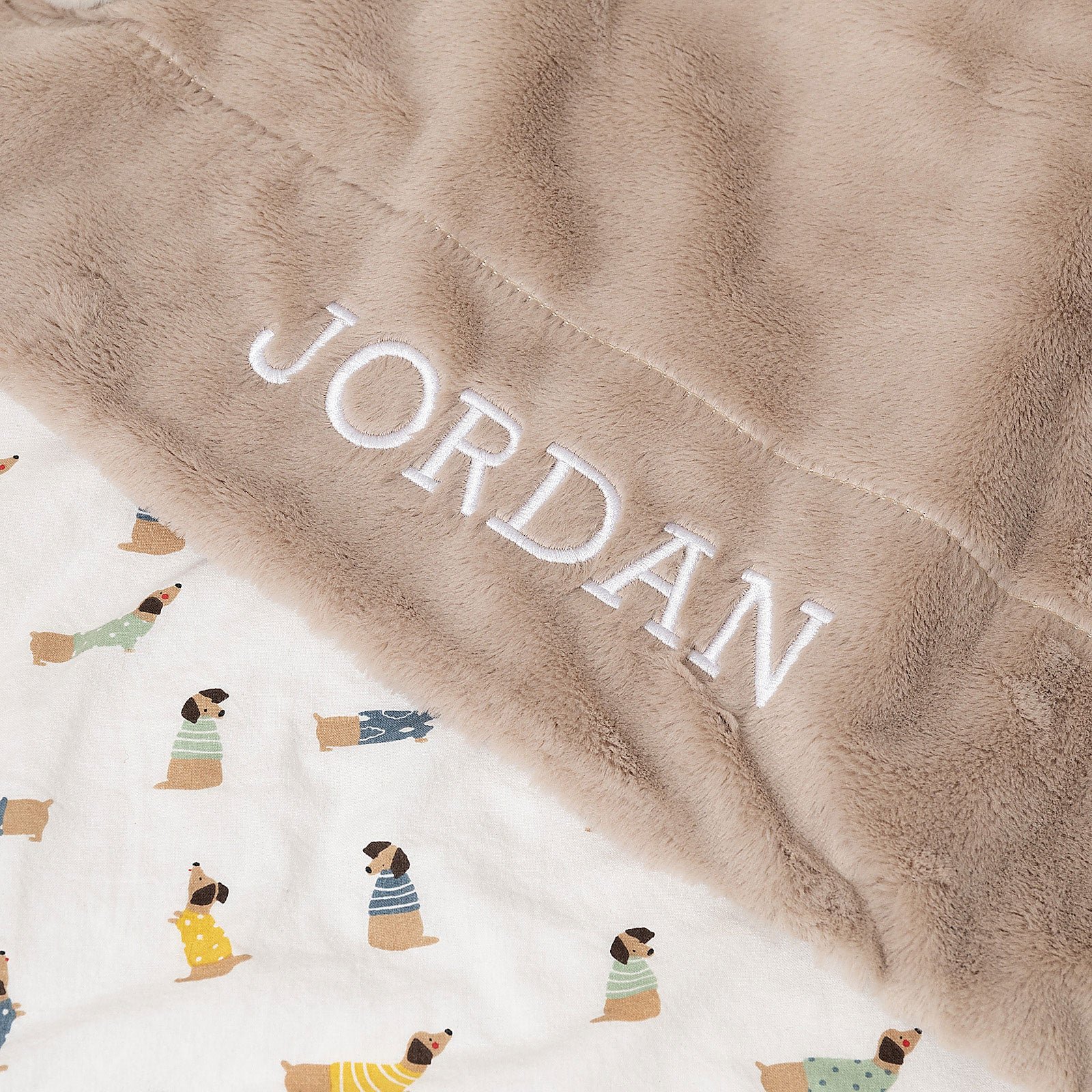 Personalised Faux Fur Baby Blanket Beige
