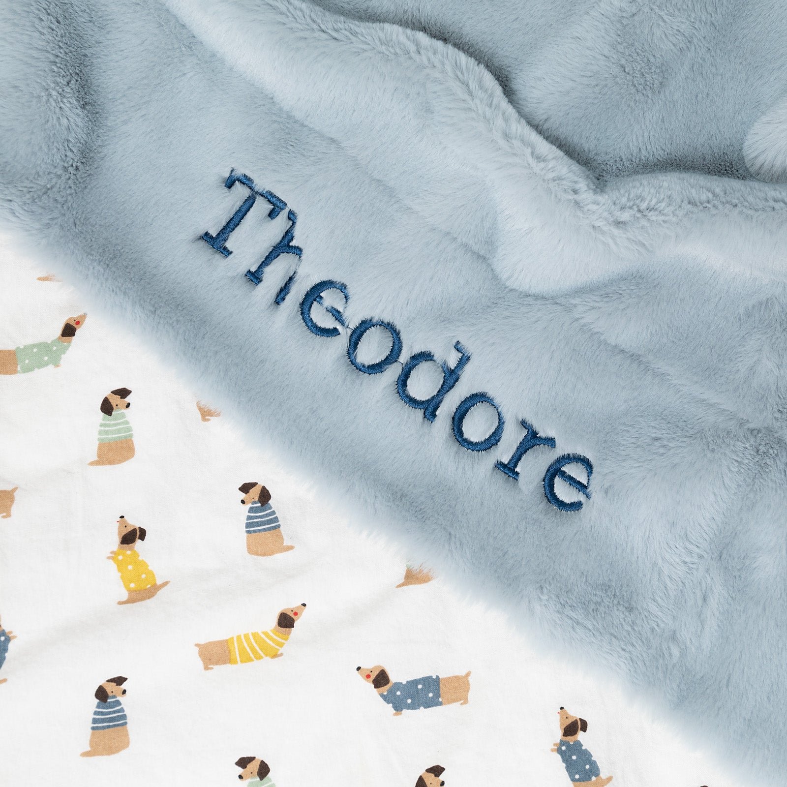 Personalised Faux Fur Baby Blanket Pale Blue