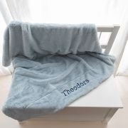 Personalised Faux Fur Baby Blanket Pale Blue