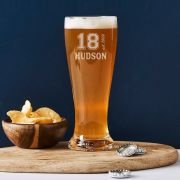 Engraved 425ml Beer Glass 18th Birthday Gift