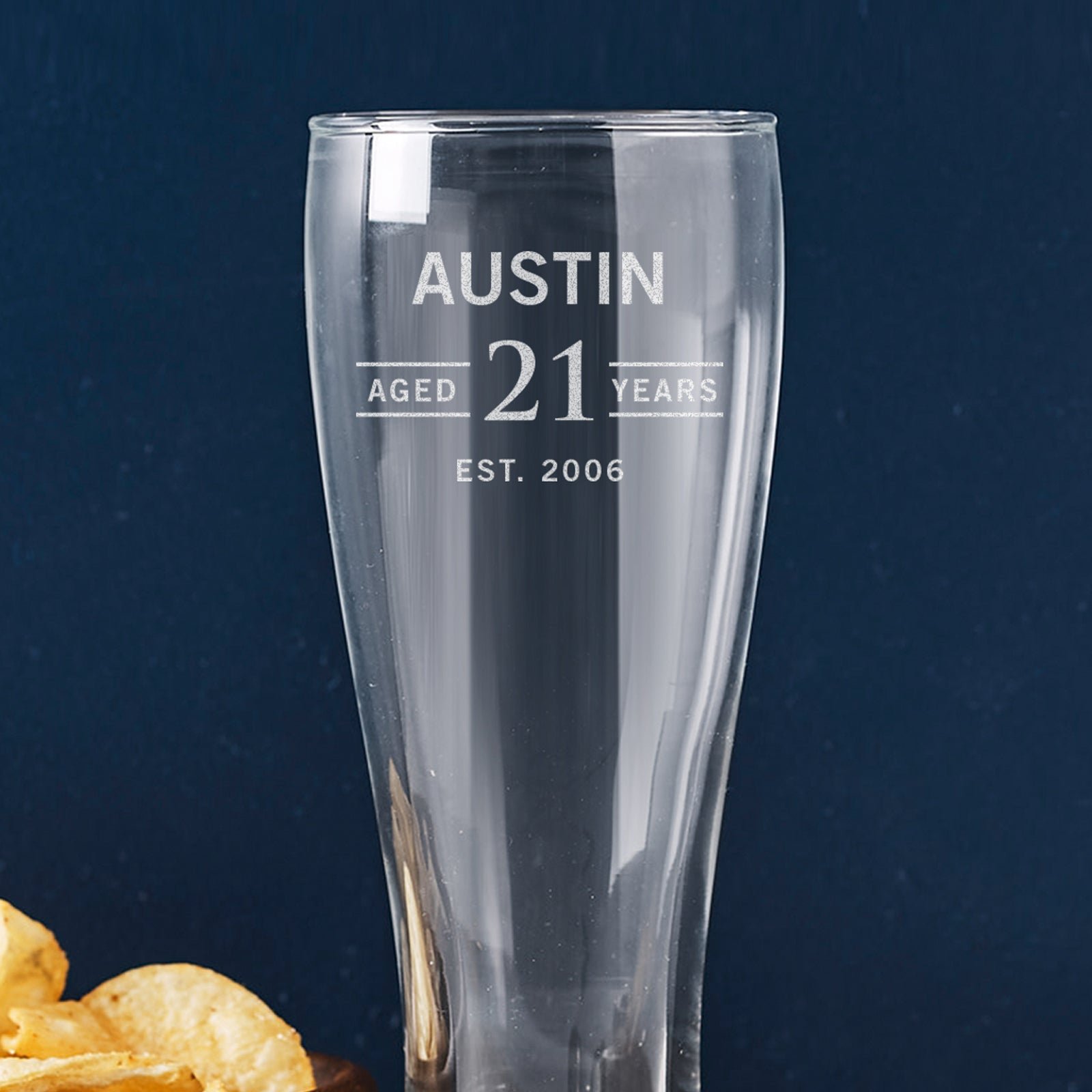 Engraved 425ml Beer Glass 21st Birthday Gift