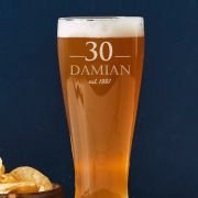 Engraved 425ml Beer Glass 30th Birthday Gift